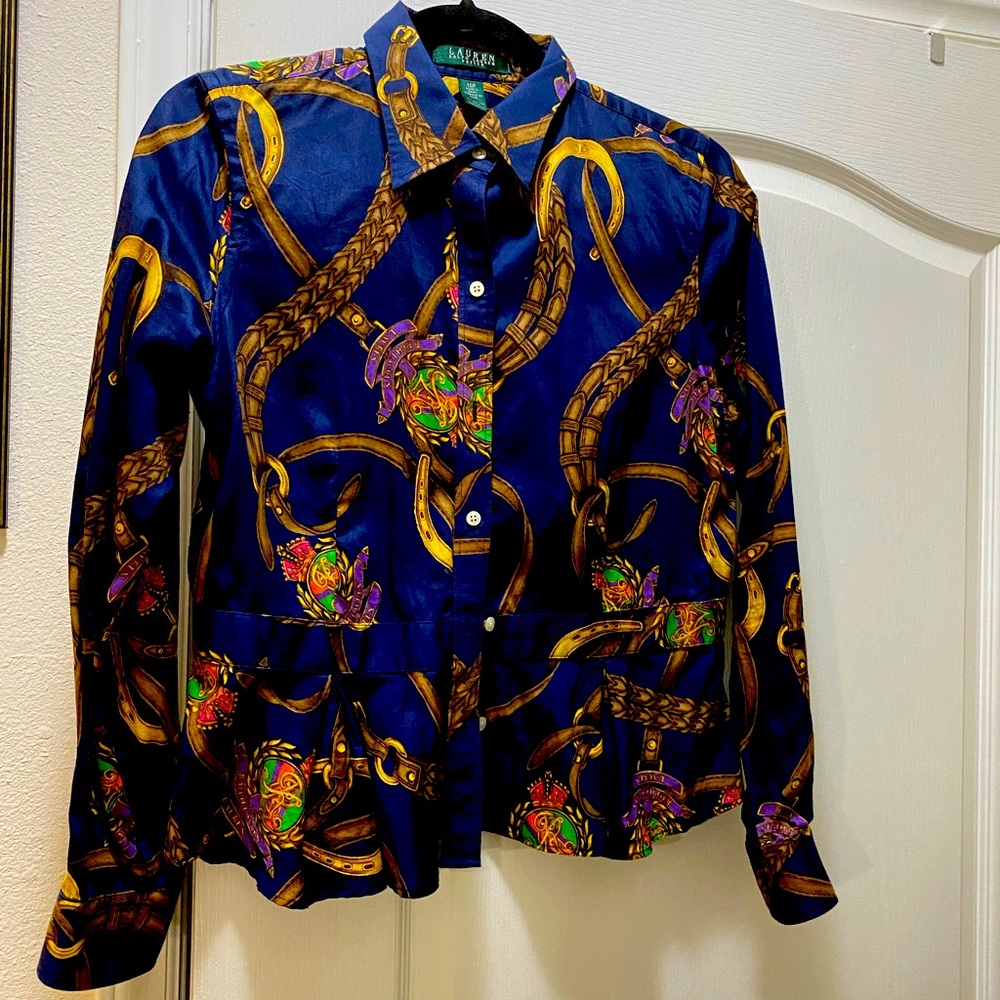 Lauren Ralph Lauren Peplum blouse with strap/ribbon design